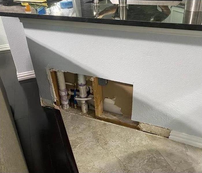 Pipes exposed with flood cut